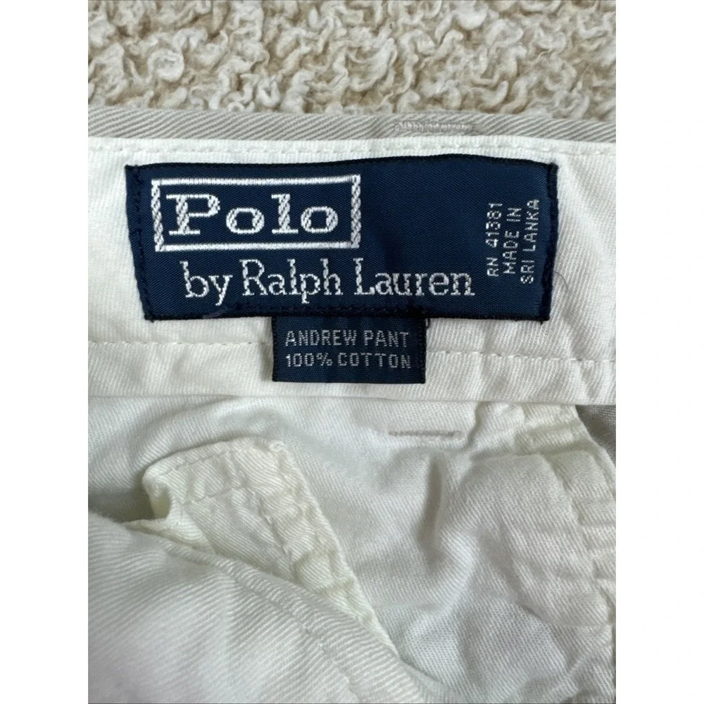 Polo Ralph Lauren Mens Andrew Pant Beige Pleated Cotton Chino Dress Pants 38x30